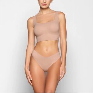 Skims | Naked Scoop Longline Bralette Bra In Clay- Padded Seamless Comfy Large L